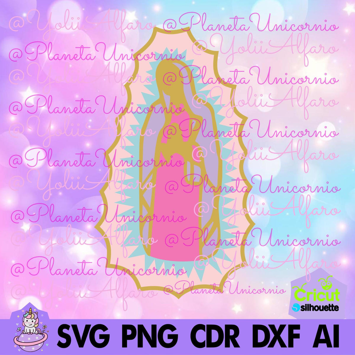 Virgen Maria multicapa, Virgen de Guadalupe, Virgen Santa, incluye diferentes formatos.