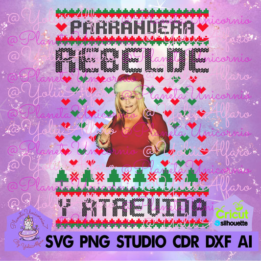 Jenni Rivera ugly sweater parrandera, parrandera, rebelde y atrevida, cantantes norteños, la ultima cena norteña, la ultima peda, navidad