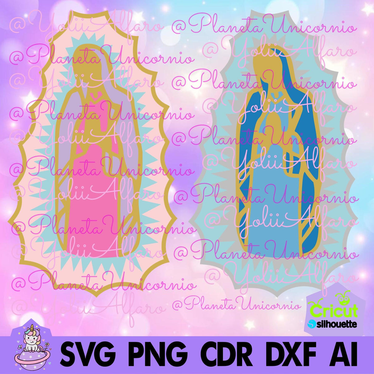 Virgen Maria multicapa, Virgen de Guadalupe, Virgen Santa, incluye diferentes formatos.