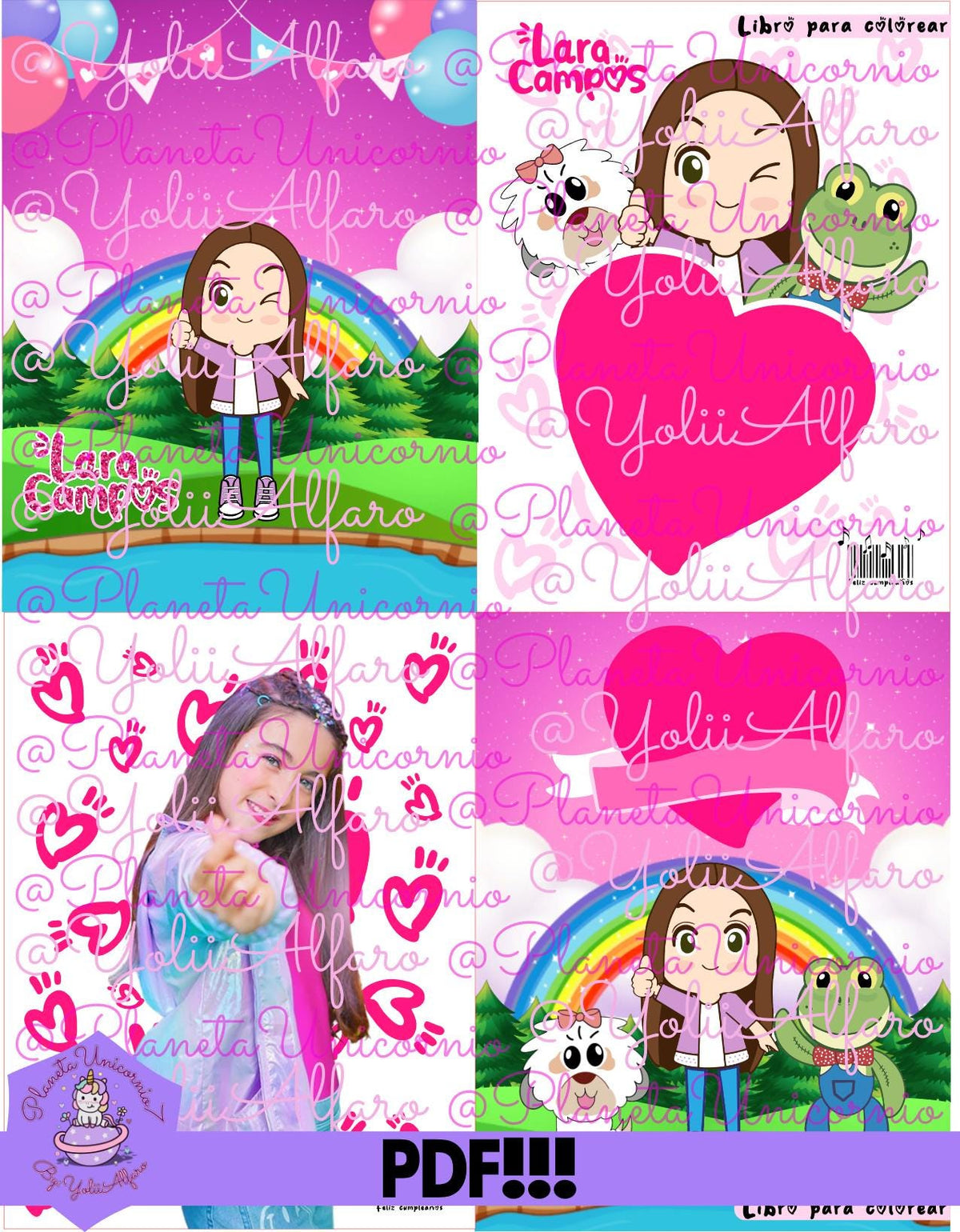 Lara Campos libro para colorear PDF, tamaño media carta, libro de colorear, rana Rhennéé, Galleta, Lara Lara, rana, Lara, Campos.