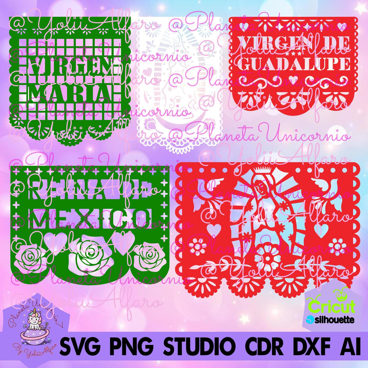 Papel picado Virgen María, Virgen de Guadalupe, Reina de México, Virgen santa, papel picado, papel perforado