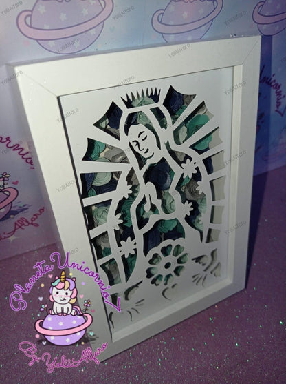 Virgen shadow box, virgen Maria, Virgen de Guadalupe, Virgen Santa, morenita. Incluye diferentes formatos.