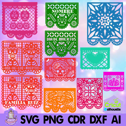 Papel Picado Mod 1. Includes stencil fonts