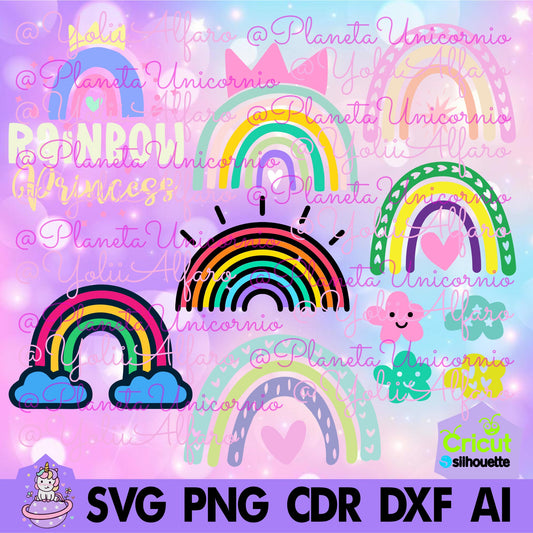 Arcoiris cute, rainbow. Incluye diferentes formatos.