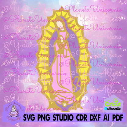 Virgen Maria multicapa MOD 2, Virgen de Guadalupe, Virgen Santa, incluye diferentes formatos.