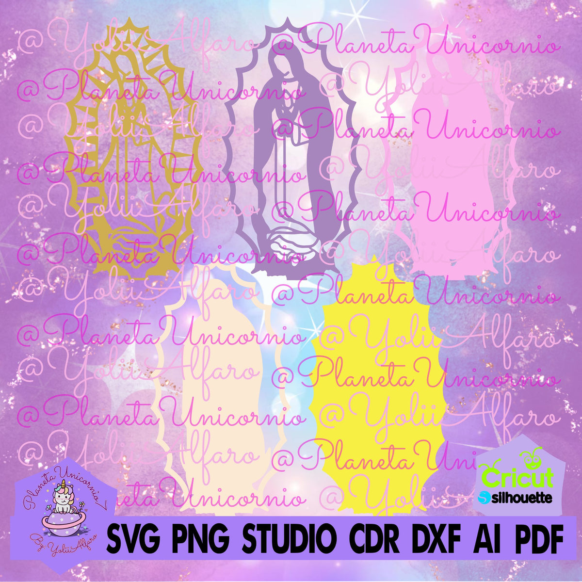 Virgen Maria multicapa MOD 2, Virgen de Guadalupe, Virgen Santa, incluye diferentes formatos.