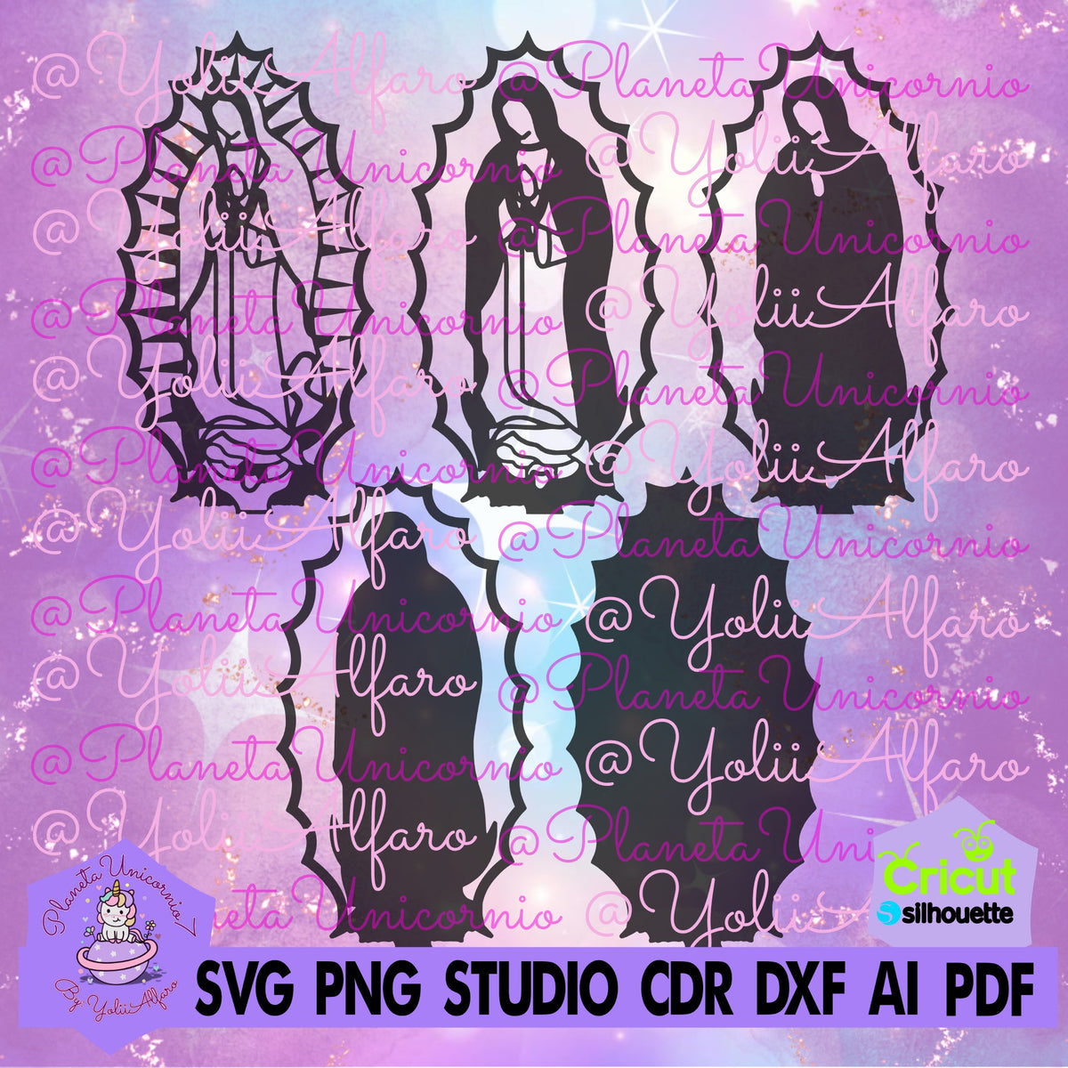 Virgen Maria multicapa MOD 2, Virgen de Guadalupe, Virgen Santa, incluye diferentes formatos.