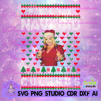 Jenni Rivera feliz navidad cu, incluye tipografia, sweater ugly, ugly sweater, suéter Jenni, cantantes norteños, navidad, sueter Jenni
