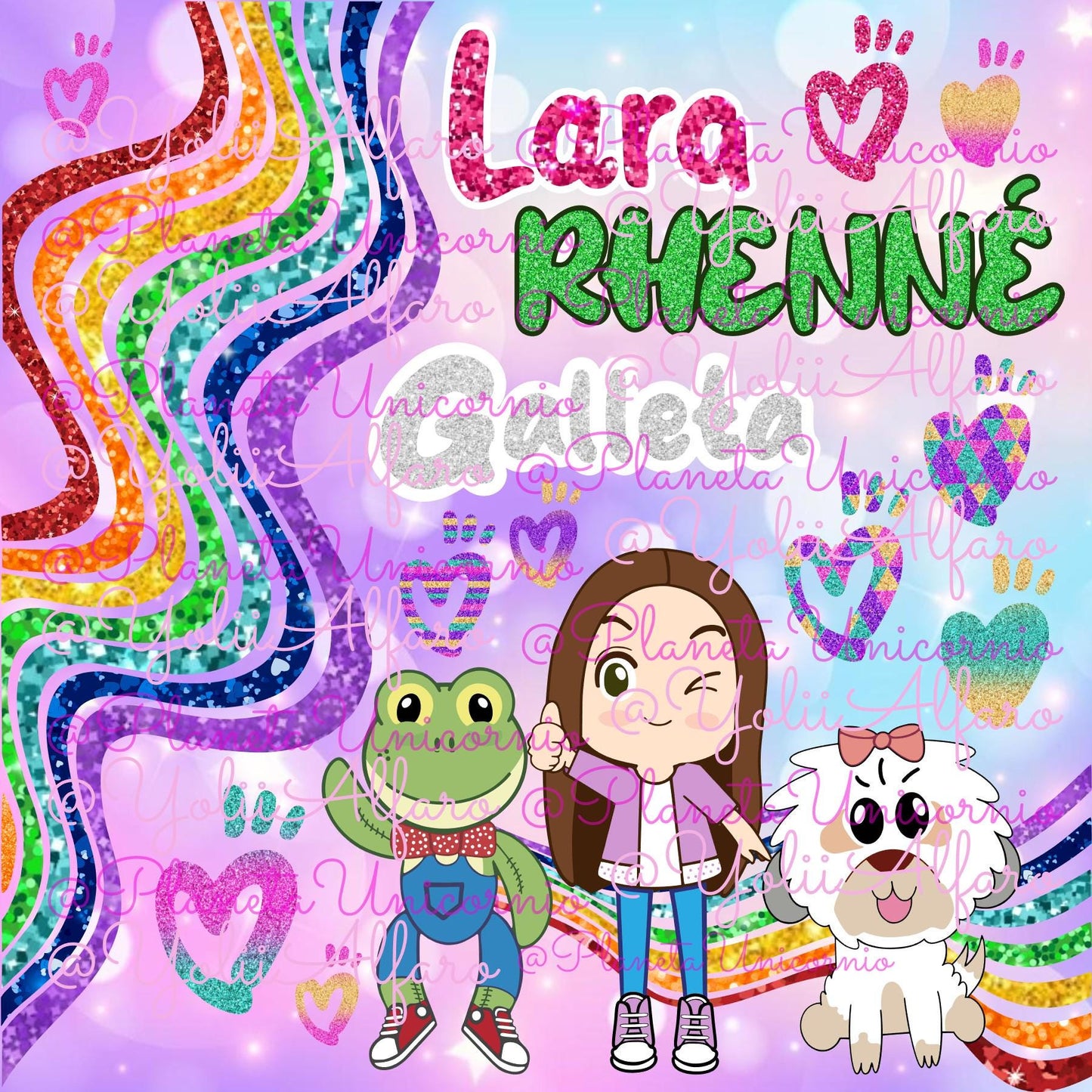 Lara Campos in SVG, PNG and other formats, Rhennéé frog, Cookie, Lara Lara, frog, Lara, Campos. Includes typography in .TTF