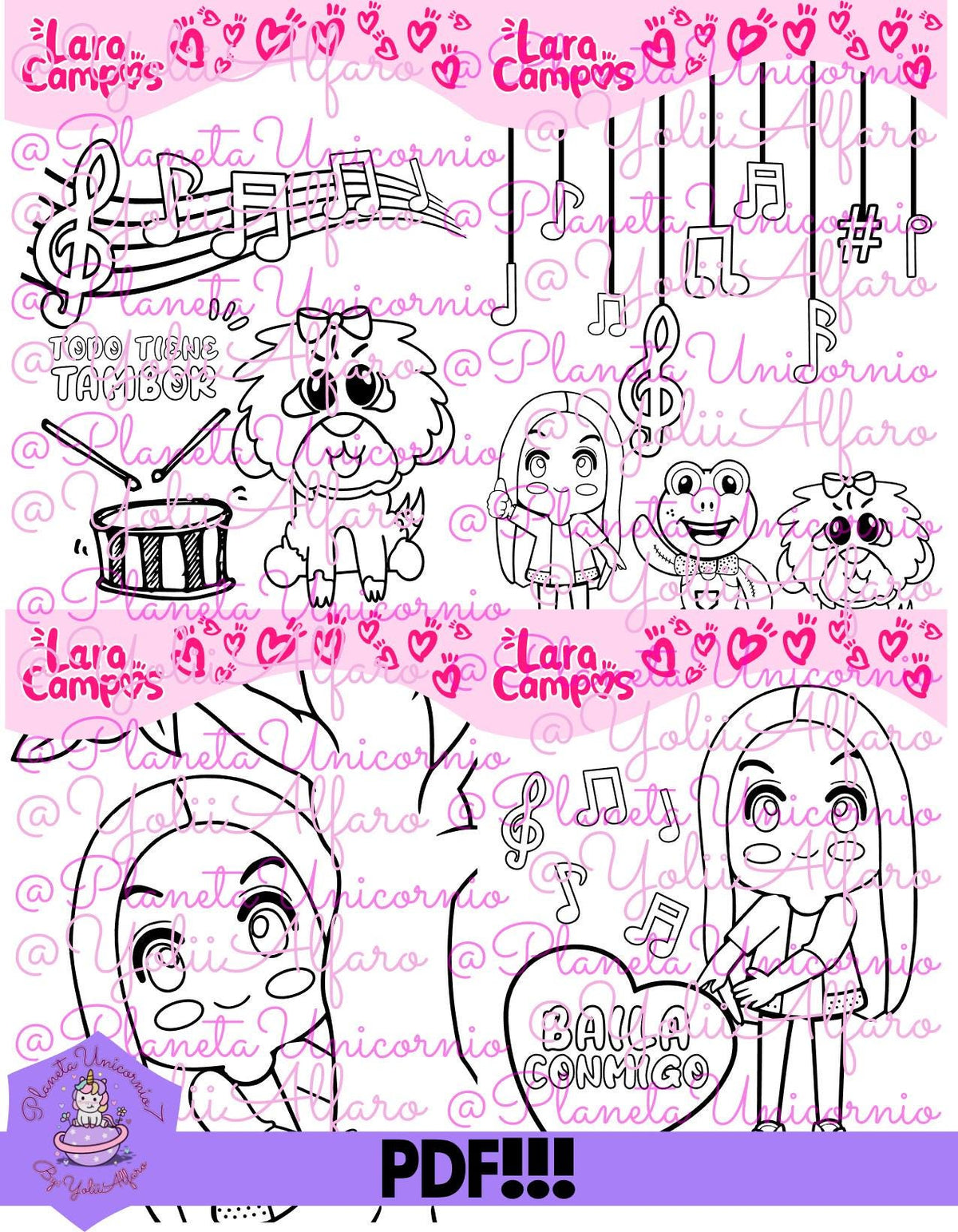 Lara Campos libro para colorear PDF, tamaño media carta, libro de colorear, rana Rhennéé, Galleta, Lara Lara, rana, Lara, Campos.