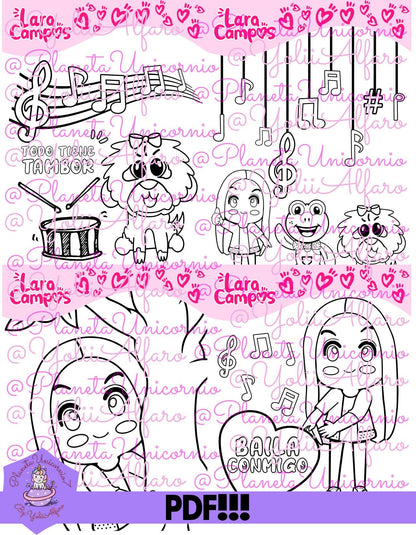 Lara Campos libro para colorear PDF, tamaño media carta, libro de colorear, rana Rhennéé, Galleta, Lara Lara, rana, Lara, Campos.