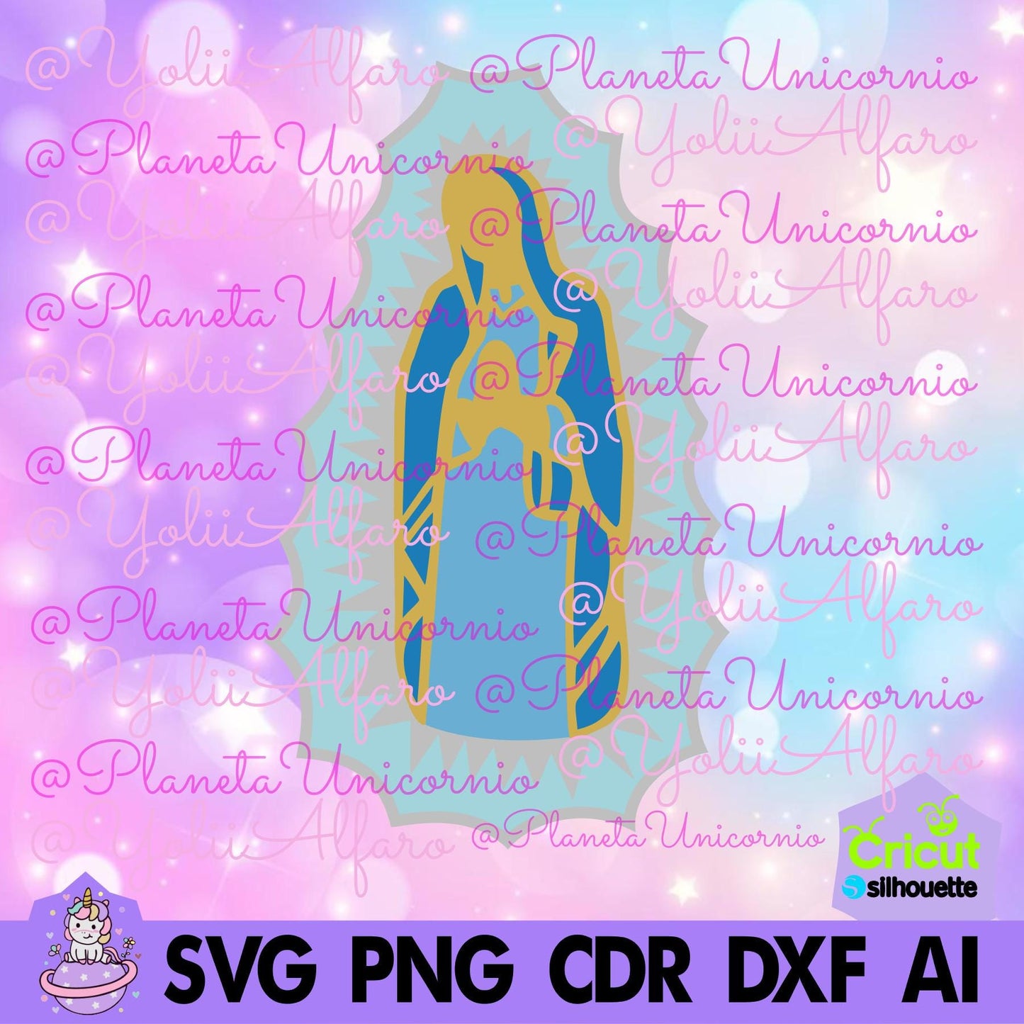 Virgen Maria multicapa, Virgen de Guadalupe, Virgen Santa, incluye diferentes formatos.